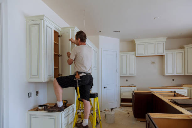 Kitchen island installation in Maple Grove by JMT Kitchen Cabinet